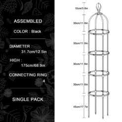 Plant Trellis Garden Obelisk Tool Set Durable Planting Support Frame Butterfly Clip Metal Black  Tower Flower Stand
