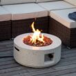 COSIEST Outdoor 28-inch Round Propane Fire Pit Table, 40,000 BTU Concrete Fire Pit