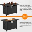 SMILE MART 43" Gas Propane Fire Pit Table with Tempered Glass Tabletop Rattan Wicker Base for Patio/Courtyard/Garden, Black