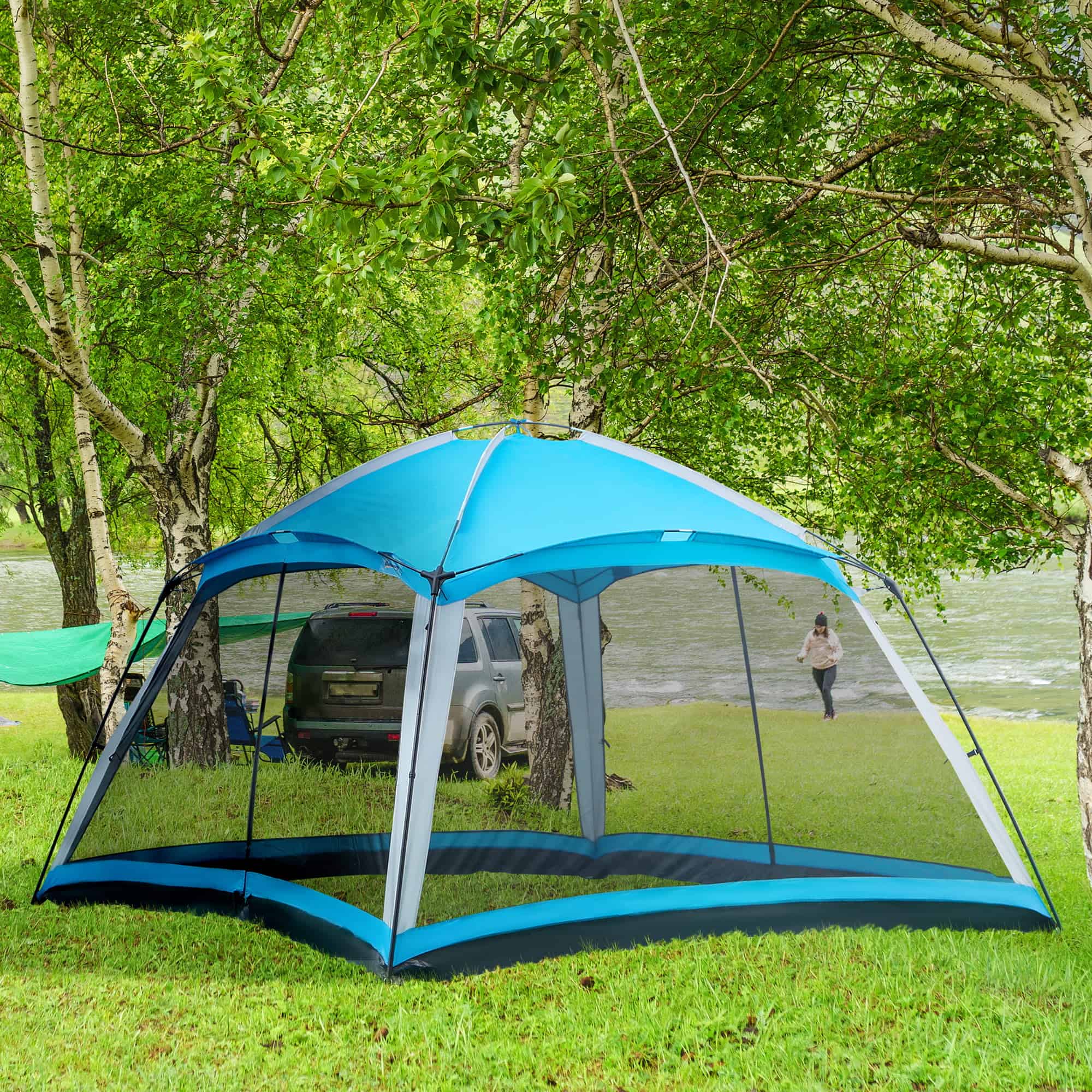 Outsunny 12' x 12' Screen House Room, 8 Person Camping Tent w/ Carry Bag and 4 Mesh Walls for Hiking, Backpacking, and Traveling, Easy Set Up Outsunny 12' x 12' Screen House Room, 8 Person Camping Tent w/ Carry Bag and 4 Mesh Walls for Hiking, Backpacking, and Traveling, Easy Set Up - Image 2