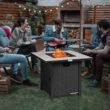 Costway 30'' Square Propane Gas Fire Pit Table Ceramic Tabletop 50,000 BTU with Cover