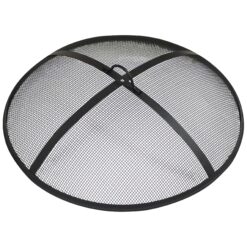 Sunnydaze Outdoor Heavy-Duty Steel Mesh Round Camp Fire Pit Spark Screen Lid with Handle - 36" - Black