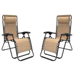 Caravan Global 2 Pack Steel Zero-Gravity Chair - Beige