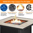 Topeakmart 30'' Outdoor Square Propane Fire Pit Table 50,000 BTU Gas Fire Pit with Ceramic Tabletop , Rattan Pattern Steel Base and Fire Glass, Black