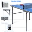 Topbuy Folding Mid-Size Kids Ping-Pong Tennis Table with 1 Net/2 Bats/3 Ping-Pong Ball