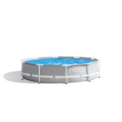 Intex 26701EH 10ft x 30in Prism Frame Above Ground Circle Swimming Pool & Filter Pump, Gray