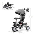 Costway 6-In-1 Kids Baby Stroller Tricycle Detachable Learning Toy Bike w/ Canopy Gray