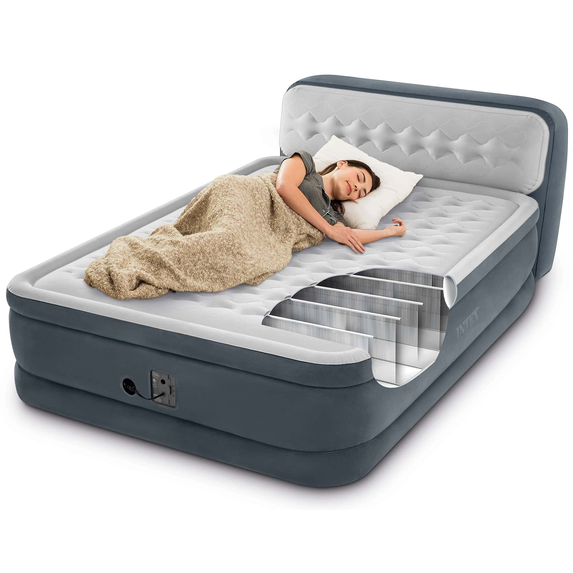 Intex Ultra Plush Dura Beam Deluxe Airbed with Built In Pump & Headboard, Queen Intex Ultra Plush Dura Beam Deluxe Airbed with Built In Pump & Headboard, Queen - Image 4