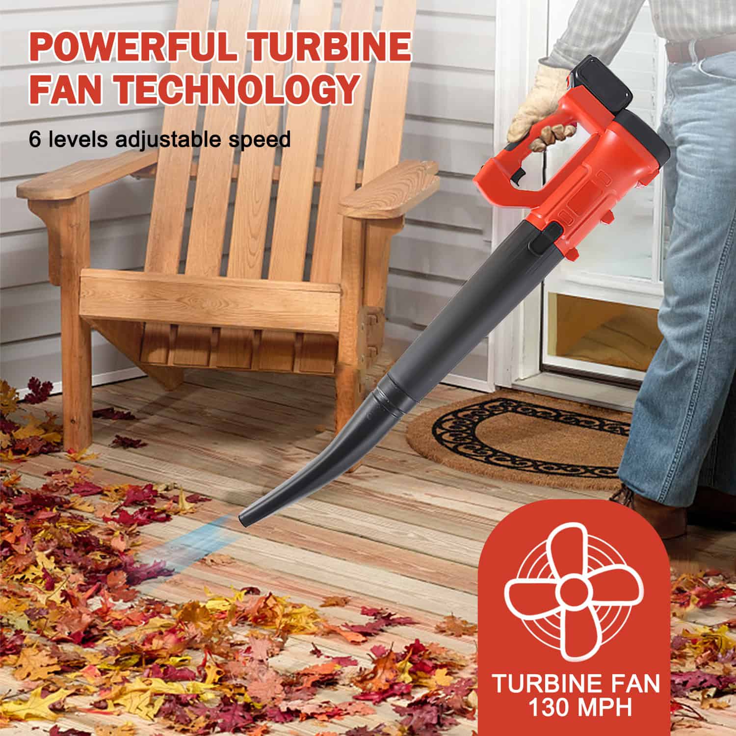 Fisca 21V 4AH Electric Cordless Leaf Blowers with 6 Gears for Kids Adults, 110MPH 400CFM for Lawn, Garage, Snow Fisca 21V 4AH Electric Cordless Leaf Blowers with 6 Gears for Kids Adults, 110MPH 400CFM for Lawn, Garage, Snow - Image 2