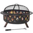 George Oliver Jahidul Crossweave 36" Round Wood-Burning Steel Outdoor Fire Pit with Screen George Oliver Jahidul Crossweave 36" Round Wood-Burning Steel Outdoor Fire Pit with Screen