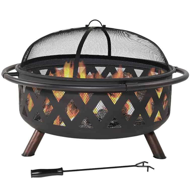 George Oliver Jahidul Crossweave 36" Round Wood-Burning Steel Outdoor Fire Pit with Screen George Oliver Jahidul Crossweave 36" Round Wood-Burning Steel Outdoor Fire Pit with Screen - Image 5