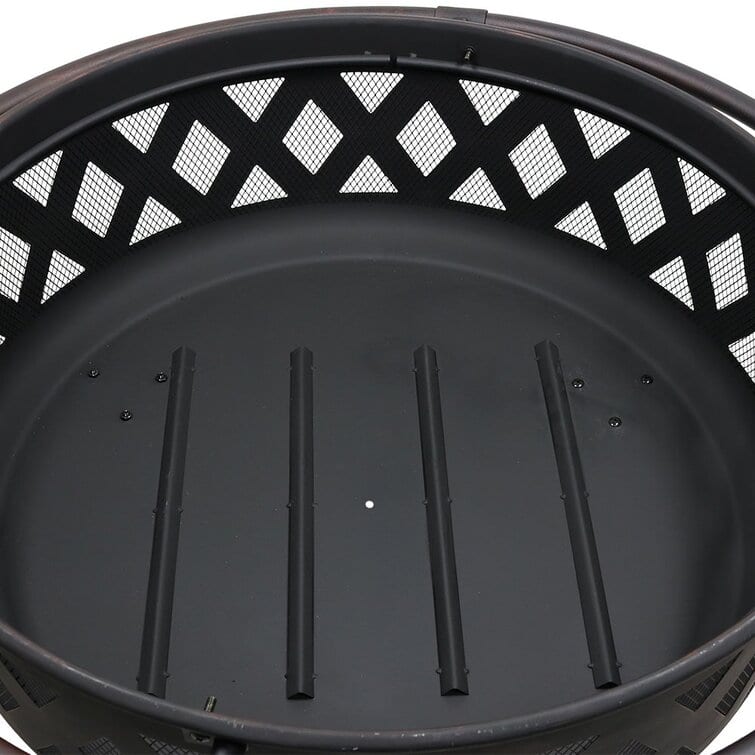 George Oliver Jahidul Crossweave 36" Round Wood-Burning Steel Outdoor Fire Pit with Screen George Oliver Jahidul Crossweave 36" Round Wood-Burning Steel Outdoor Fire Pit with Screen - Image 7