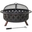 George Oliver Jahidul Crossweave 36" Round Wood-Burning Steel Outdoor Fire Pit with Screen George Oliver Jahidul Crossweave 36" Round Wood-Burning Steel Outdoor Fire Pit with Screen