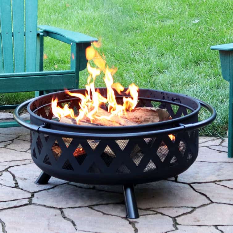 George Oliver Jahidul Crossweave 36" Round Wood-Burning Steel Outdoor Fire Pit with Screen George Oliver Jahidul Crossweave 36" Round Wood-Burning Steel Outdoor Fire Pit with Screen - Image 9