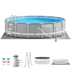 Intex 15 Foot x 42 Inch Prism Frame Above Ground Swimming Pool Set with Filter