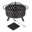 George Oliver Jameira 32-Inch Round Outdoor Wood Burning Firepit with Screen, Poker, and Cover George Oliver Jameira 32-Inch Round Outdoor Wood Burning Firepit with Screen, Poker, and Cover