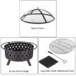 George Oliver Jameira 32-Inch Round Outdoor Wood Burning Firepit with Screen, Poker, and Cover George Oliver Jameira 32-Inch Round Outdoor Wood Burning Firepit with Screen, Poker, and Cover