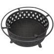 George Oliver Jameira 32-Inch Round Outdoor Wood Burning Firepit with Screen, Poker, and Cover George Oliver Jameira 32-Inch Round Outdoor Wood Burning Firepit with Screen, Poker, and Cover