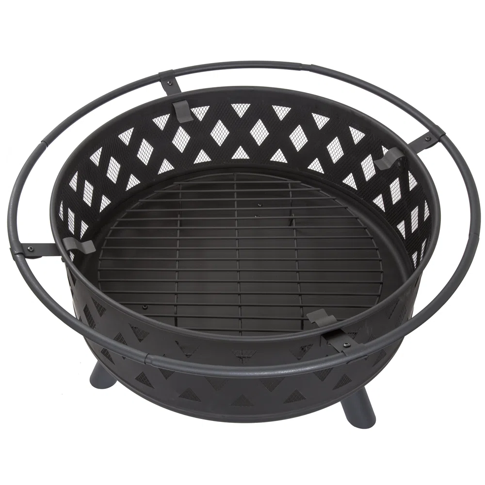 George Oliver Jameira 32-Inch Round Outdoor Wood Burning Firepit with Screen, Poker, and Cover George Oliver Jameira 32-Inch Round Outdoor Wood Burning Firepit with Screen, Poker, and Cover - Image 15