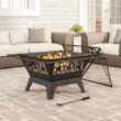 Janssen 27'' H x 32'' W Steel Wood Burning Outdoor Fire Pit with Lid