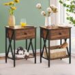 Trent Austin Design Perna Steel Nightstand (Set of 2) - Brown