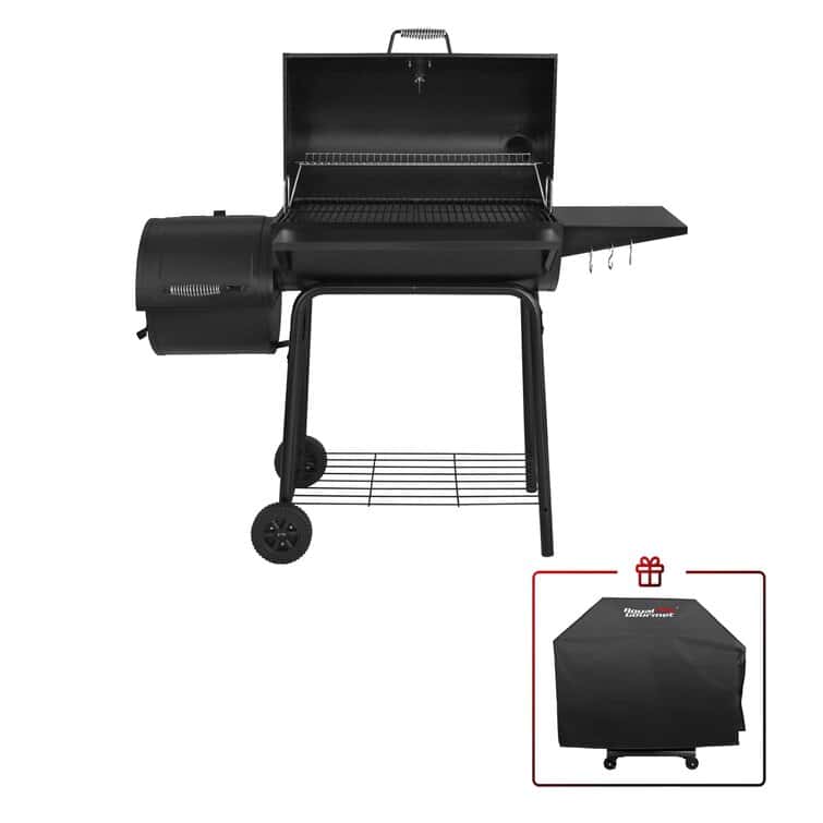 Royal Gourmet 30" Barrel Charcoal Grill with Smoker, Side Table and Cover Royal Gourmet 30" Barrel Charcoal Grill with Smoker, Side Table and Cover - Image 3