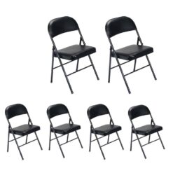 UBesGoo 6 Pack Folding Chairs Cushioned Padded Seat Wedding Chairs with Metal Frame Home Office Party Use Black