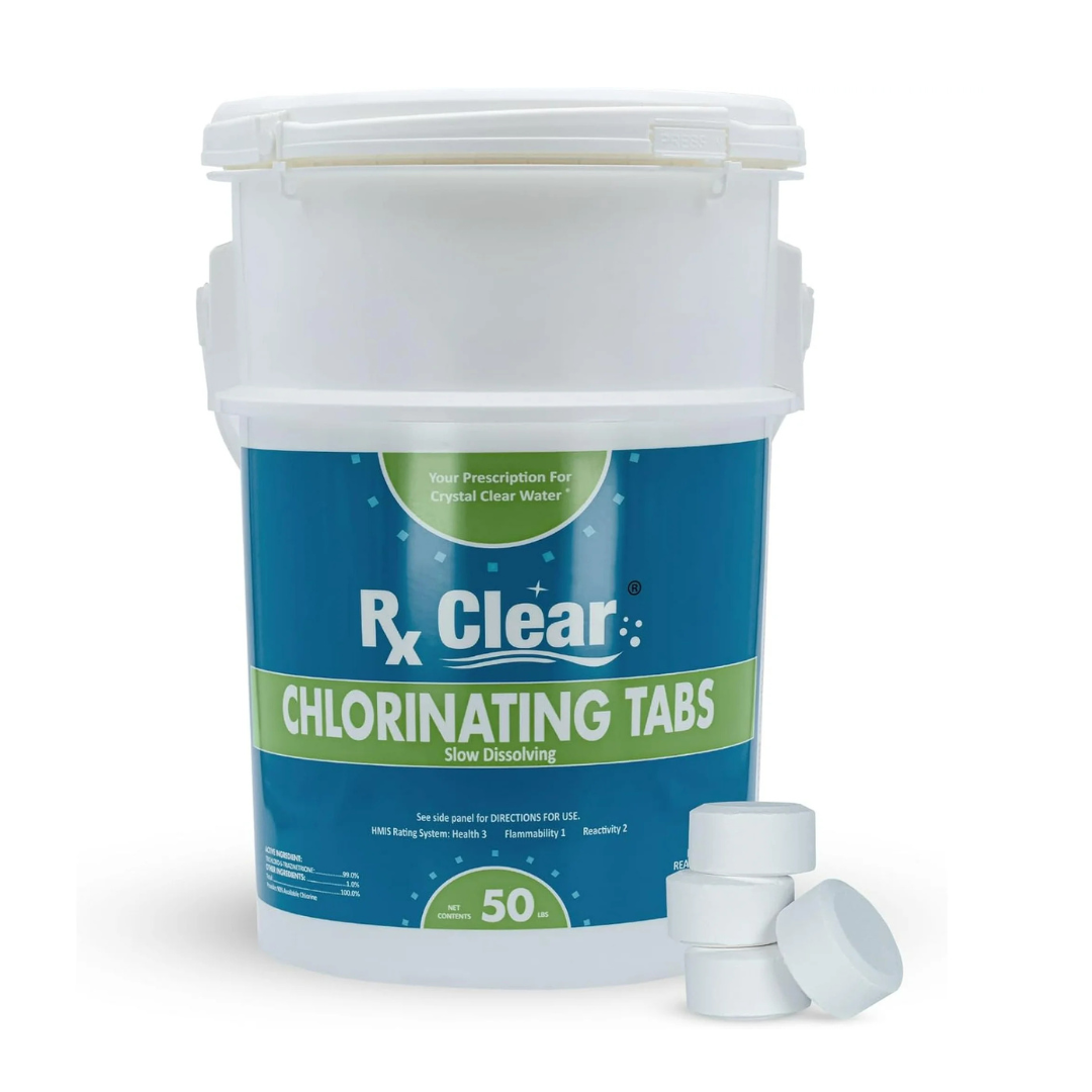 Rx Clear 1" Stabilized Chlorine Tablets Swimming Pool Chemical | 50 lb Bucket Rx Clear 1" Stabilized Chlorine Tablets Swimming Pool Chemical | 50 lb Bucket
