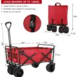 BAHOM Folding Collapsible Outdoor Utility Wagon Cart, Heavy Duty Garden Cart with All-Terrain Wheels and Carrying Bag ,Red