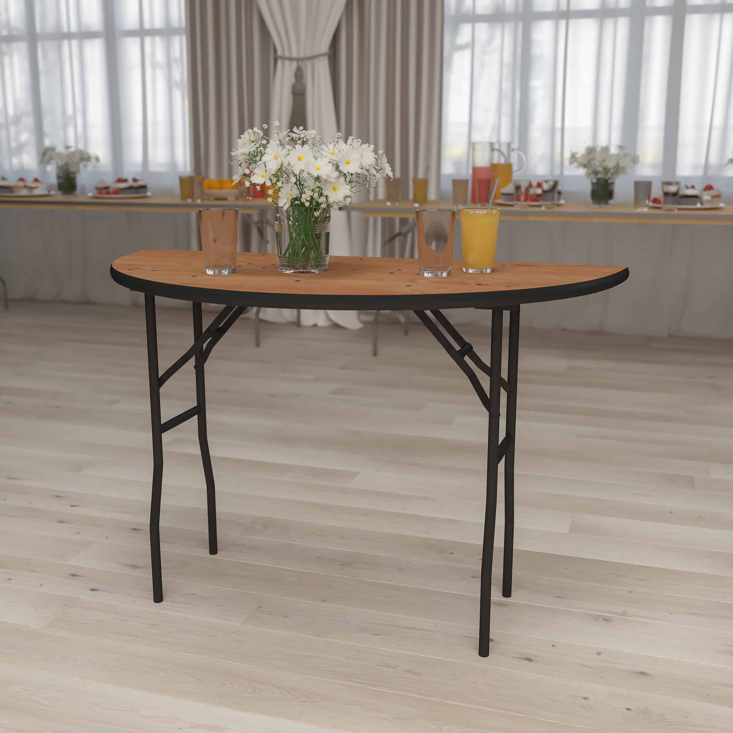 Flash Furniture 4-Foot Half-Round Wood Folding Banquet Table Flash Furniture 4-Foot Half-Round Wood Folding Banquet Table