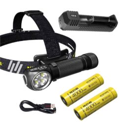Combo: Nitecore HC35 Rechargeable LED Headlamp - 4 x CREE XP-G3 S3 w/Extra 2140 Battery  and  UI1 USB Charger  +Free Eco-Sensa USB Cord