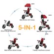 LALAHO Baby Trike, 5-in-1 Kids Stroller Tricycle, Red