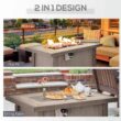 Outsunny 42" Propane Fire Pit Table, 50,000 BTU Wicker-effect Auto-Ignition Gas Fireplace Fire Pits