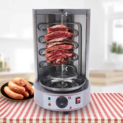 Wuzstar Electric Vertical Gas Broiler Meat Rotisserie Spinning Grill with Stainless Steel Pan,110V