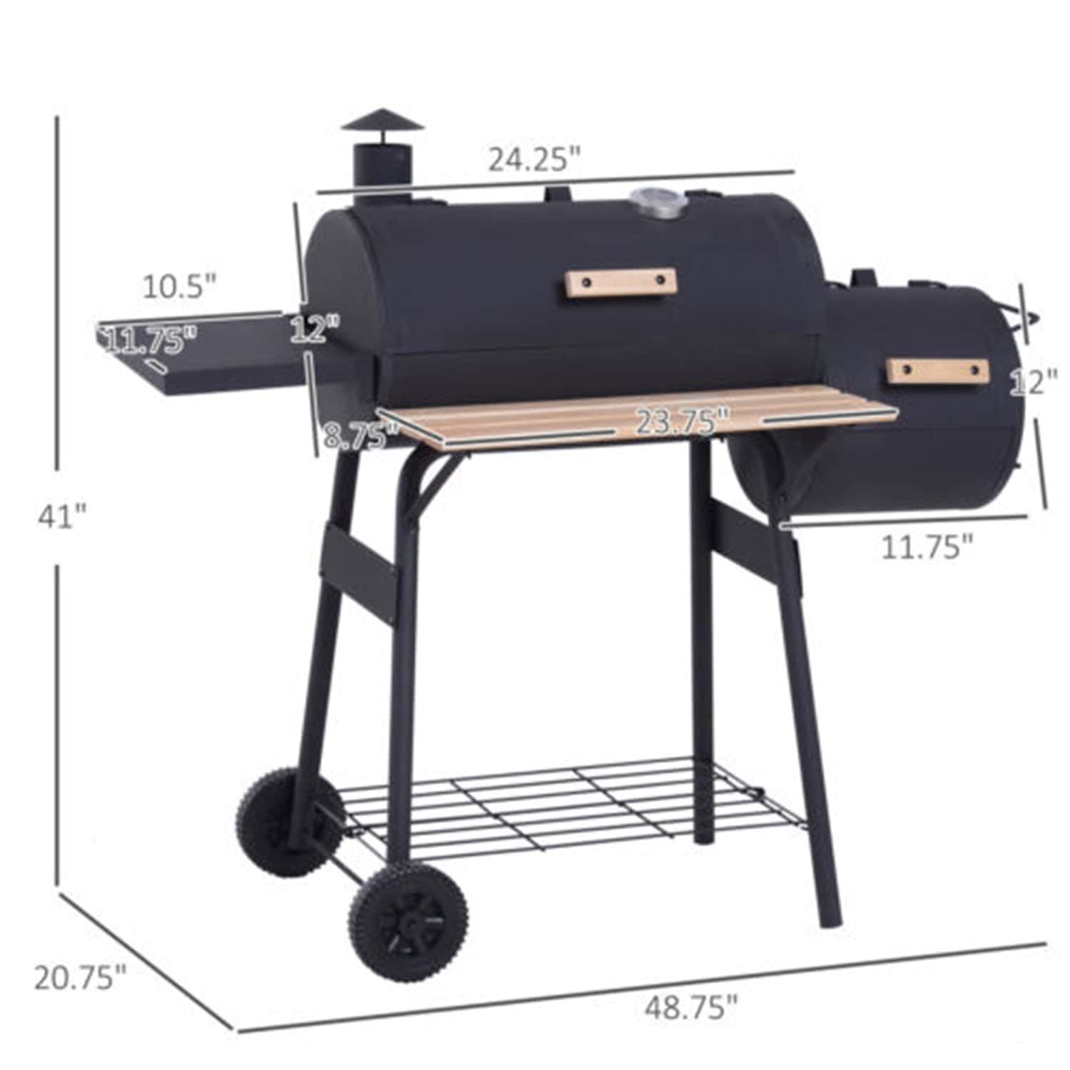 48" Steel Portable Backyard Charcoal BBQ Grill and Offset Smoker Combo Backyard 48" Steel Portable Backyard Charcoal BBQ Grill and Offset Smoker Combo Backyard - Image 5