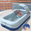 Automatic Inflatable Pool, Large Size Family Swimming Pool with Awning ,3 Sizes,One-button inflation Swim Pool for Outdoor Backyard Garden Water Party