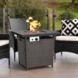 Best Choice Products 28in Propane Gas Fire Pit Table 50,000 BTU Outdoor Wicker w/ Glass Beads, Tank Holder - Ash Gray