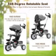 Costway 6-In-1 Kids Baby Stroller Tricycle Detachable Learning Toy Bike w/ Canopy Gray