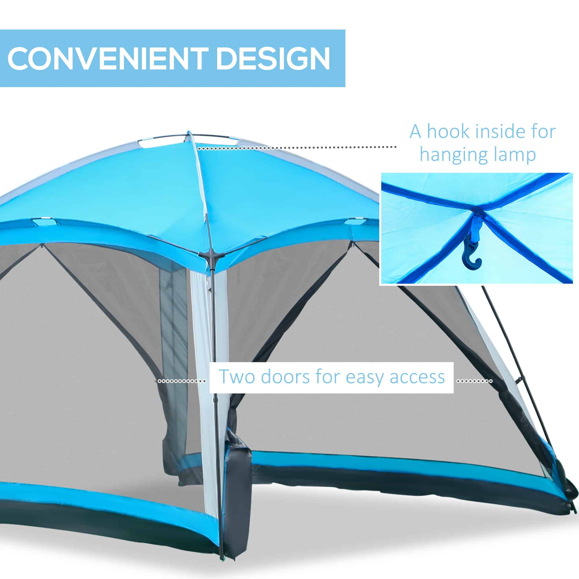 Outsunny 12' x 12' Screen House Room, 8 Person Camping Tent w/ Carry Bag and 4 Mesh Walls for Hiking, Backpacking, and Traveling, Easy Set Up Outsunny 12' x 12' Screen House Room, 8 Person Camping Tent w/ Carry Bag and 4 Mesh Walls for Hiking, Backpacking, and Traveling, Easy Set Up - Image 5