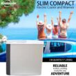 Slim Compact P20 Thermoelectric Iceless 12V Cooler Warmer, 17L / 18 qt Portable Travel Fridge, Grey and White, Made in North America