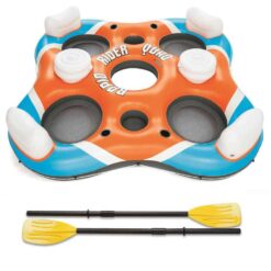 Bestway 101 Inch Rapid Rider 4-Person Floating Raft and Intex Boat Oars