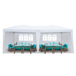 UBesGoo Easy Pop Up Canopy Party Tent, 10 x 20-Feet, White with 4 Removable Sidewalls