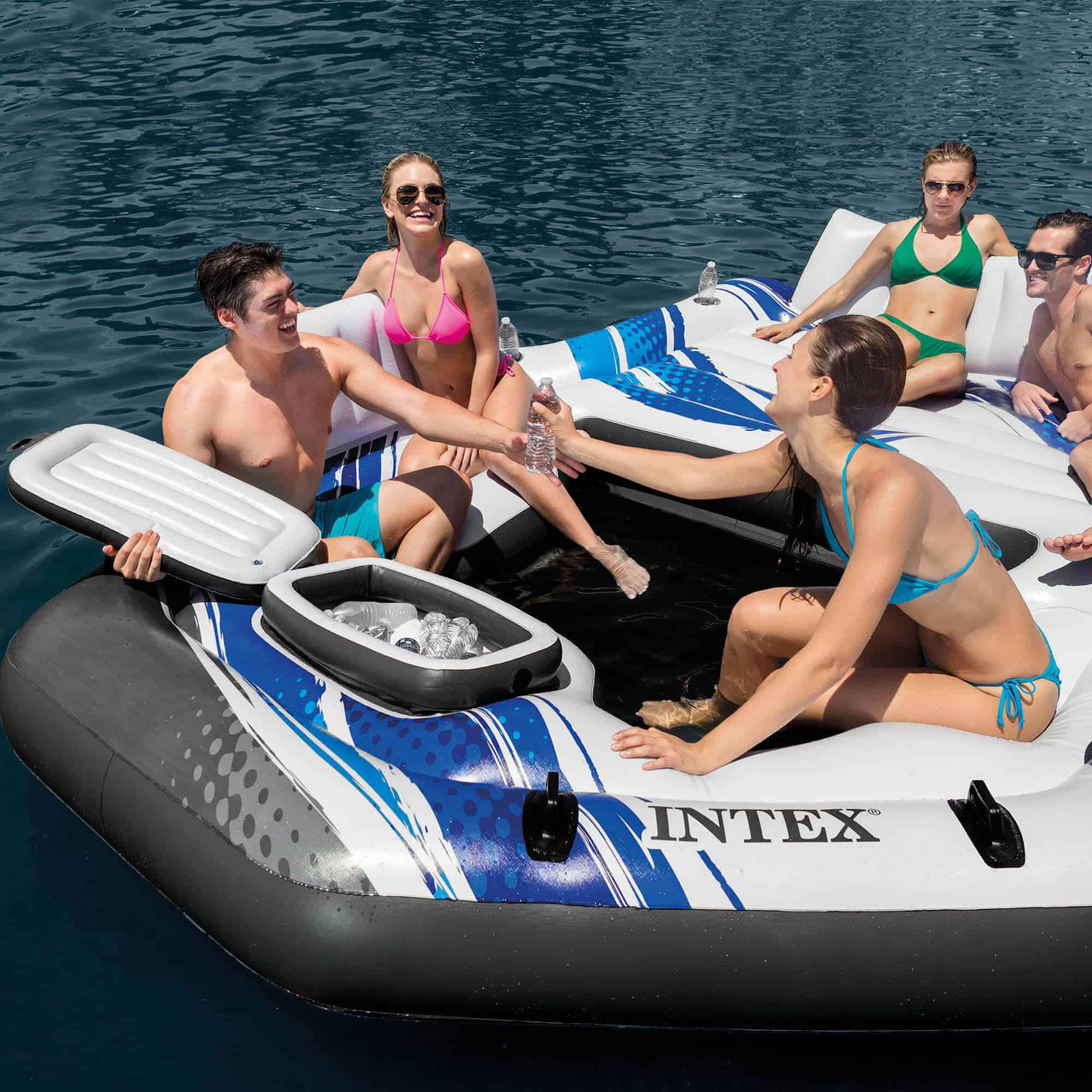 Intex Blue Tropic Inflatable Lake Island Float with Cooler and Cupholders Intex Blue Tropic Inflatable Lake Island Float with Cooler and Cupholders - Image 4