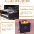 PIZZELLO Pizza Oven Outdoor Wood Fired 2-Layer Detachable Outside Ovens With Pizza Stone, Pizza Peel, Cover , Cooking Grill Grate - Black
