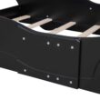 HSUNNS Twin Size Kids Race Car-Shaped Platform Bed with Wheels, Wooden Black HSUNNS Twin Size Kids Race Car-Shaped Platform Bed with Wheels, Wooden Black