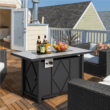 Topeakmart 43in Propane Firepit Table with Water-resistant Cover, 50,000 BTU, Black