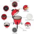 Winado 13in Round Ceramic Charcoal Grill for Outdoor Barbecue, Camping, BBQ Coal Grill Red