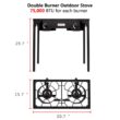 UBesGoo EX72 Portable Propane 15,0000BTU 2 Burner Outdoor Camp Stove, Black