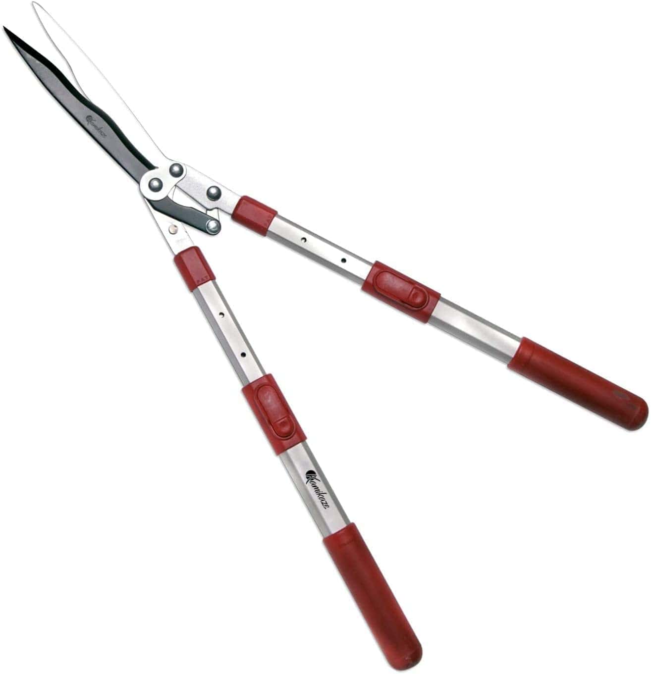Kamikaze Telescopic Hedge Shears KM-40. Aluminum and Rubber Handles. Bypass cutting Bush Trimmer 9.8 inch. All Leaf Types. Lever System Garden Shears Kamikaze Telescopic Hedge Shears KM-40. Aluminum and Rubber Handles. Bypass cutting Bush Trimmer 9.8 inch. All Leaf Types. Lever System Garden Shears