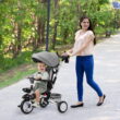 Costway 6-In-1 Kids Baby Stroller Tricycle Detachable Learning Toy Bike w/ Canopy Gray
